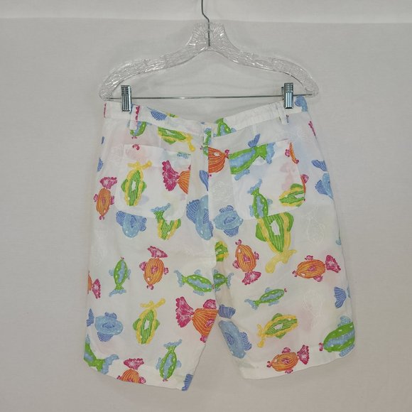 FRESH PRODUCE White Shorts with Colorful Fish Print Hight Rise Size M  LIKE NEW! - Picture 4 of 16